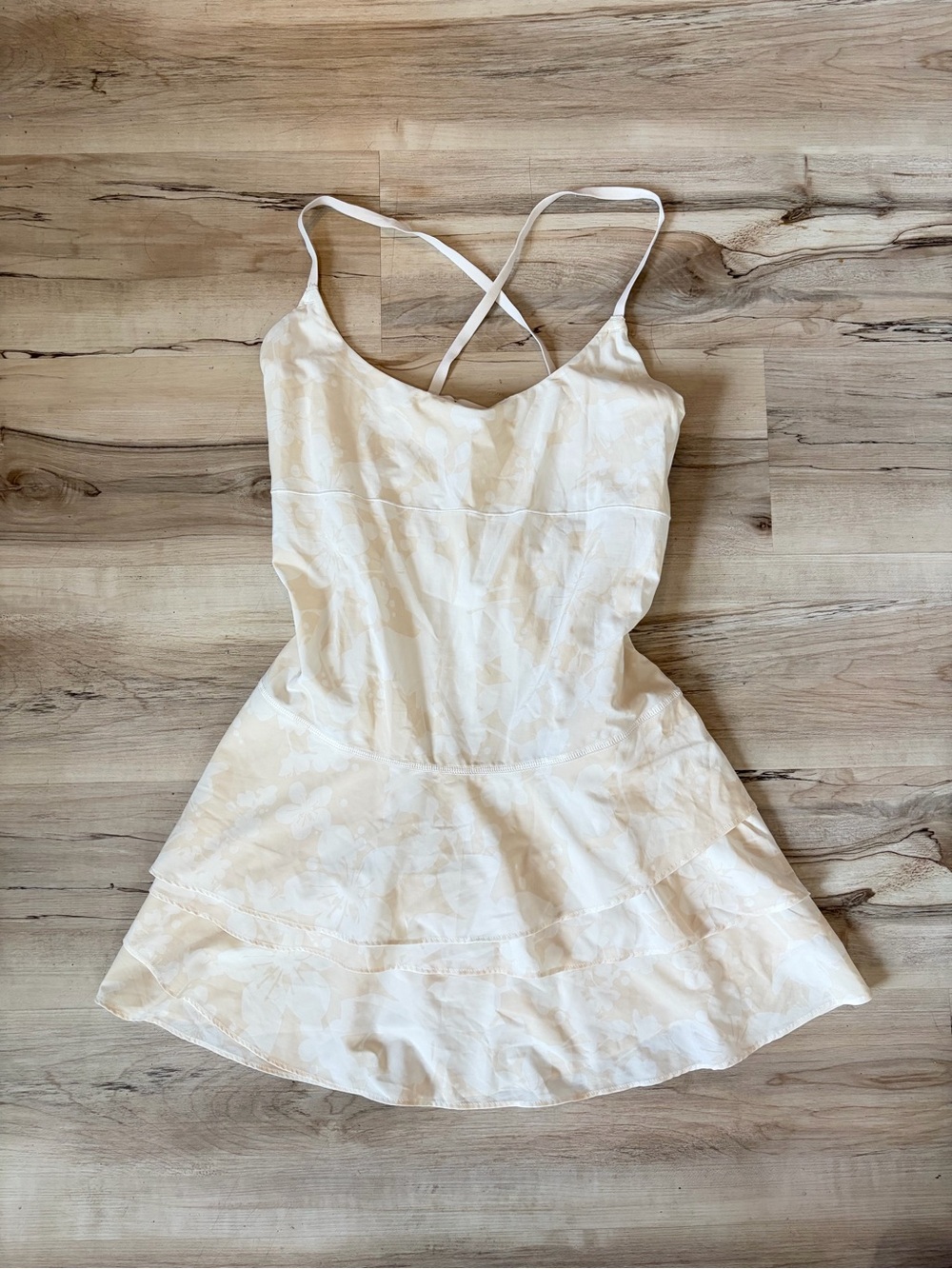 aerie Cream Floral Cross-Back Athletic Dress